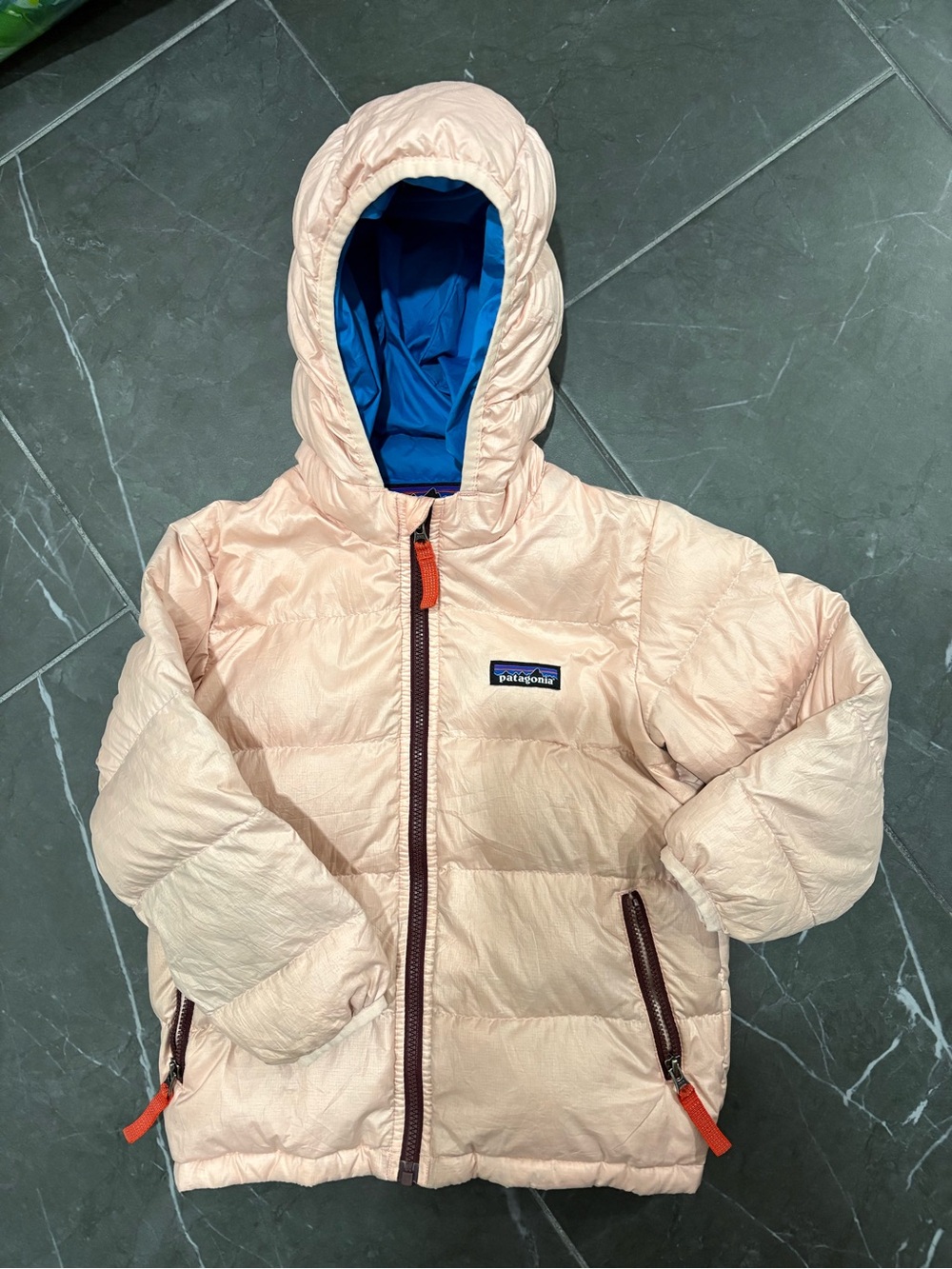 Patagonia light pink toddler puffer coat